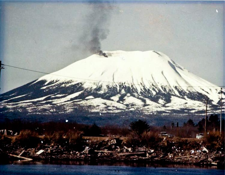 On April 1st, 1974, residents of Sitka, Alaska were alarmed as Mount Edgecumbe, a long-dormant volcano nearby, appeared to spew black ash, leading people to fear an impending eruption.   

However, it was later revealed that a local prankster named Porky Bickar was behind the