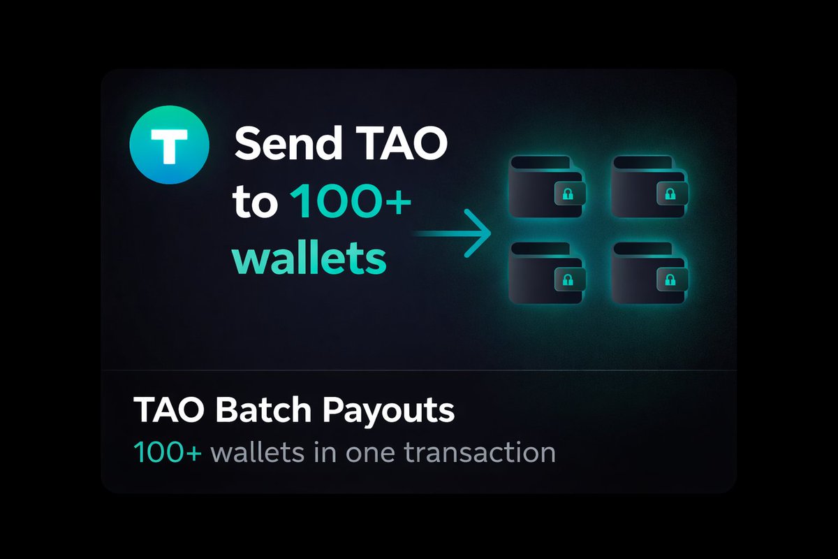 If you run a Bittensor subnet and distribute rewards manually, this is for you.

TAO Batch Payouts:
→ Paste wallets + amounts
→ Review the breakdown
→ One atomic batchAll transaction
→ Done

No scripts. No multisig. No headaches.

spraay.app/tao-batch