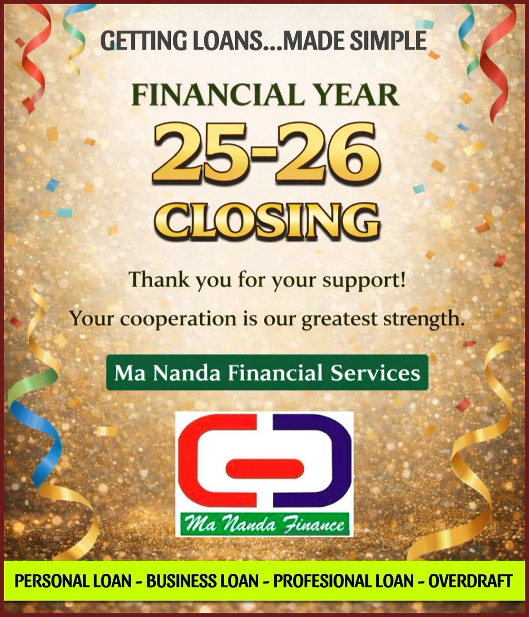 MANANDAFIN's tweet photo. Dear all Ma Nanda Financial Team Thank you for your Contribution and support FY-2025-26 
#Financialclosing #march #loans #business #finance https://t.co/lSN4NHG35j