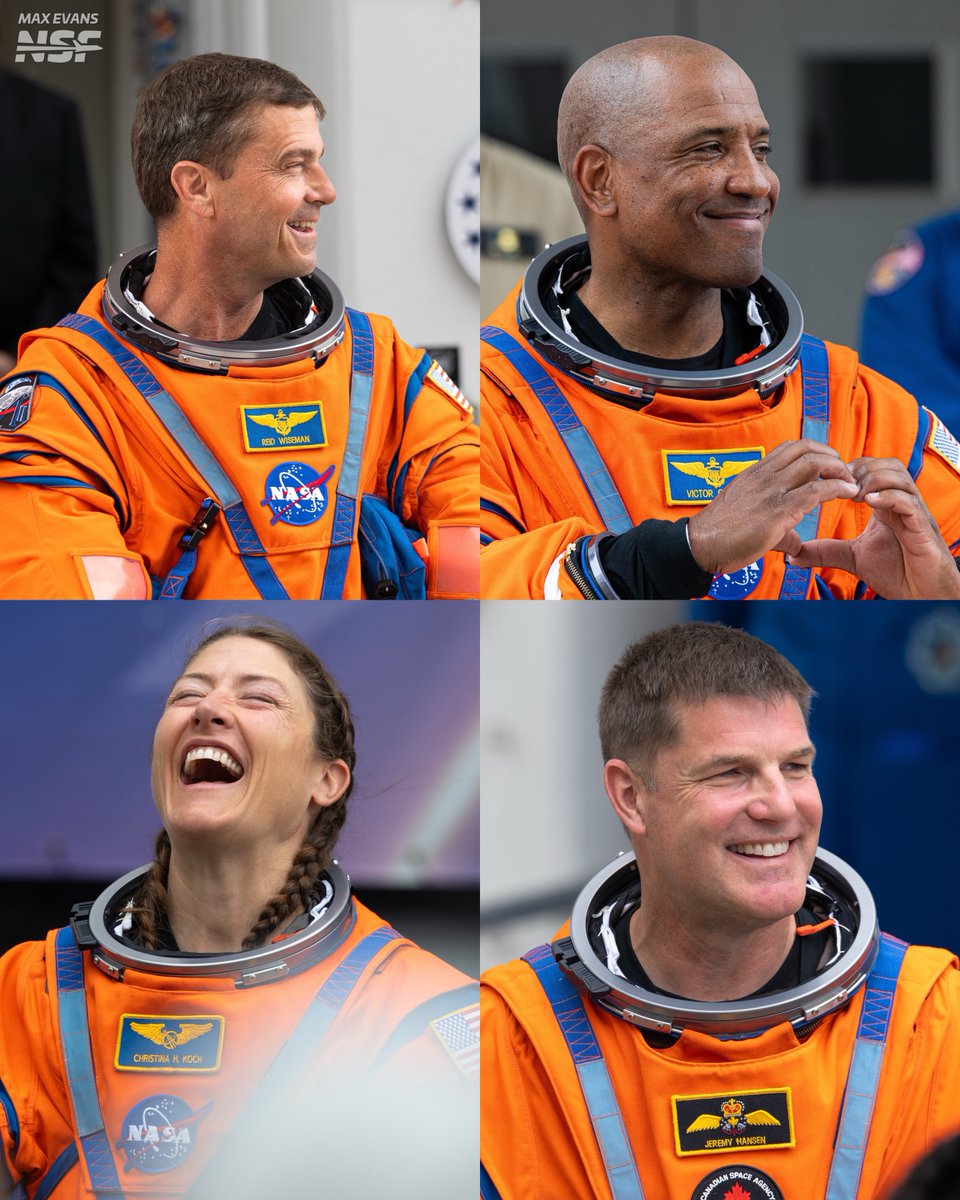 _MaxQ_'s tweet image. Reid, Victor, Christina, and Jeremy have departed crew quarters and are en route towards their ride to the moon at LC-39B.

In the wise words of Walter Cronkite, “The least of us is improved by the things done by the best of us.”

Luna is beckoning. It’s game time.

📸 -