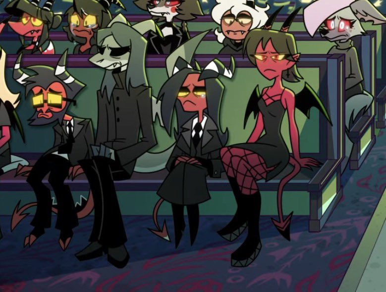 RandomHeri's tweet image. I made an appearance in the new Helluva short. Mourning not only Chaz but my emotional well being after being with Chaz