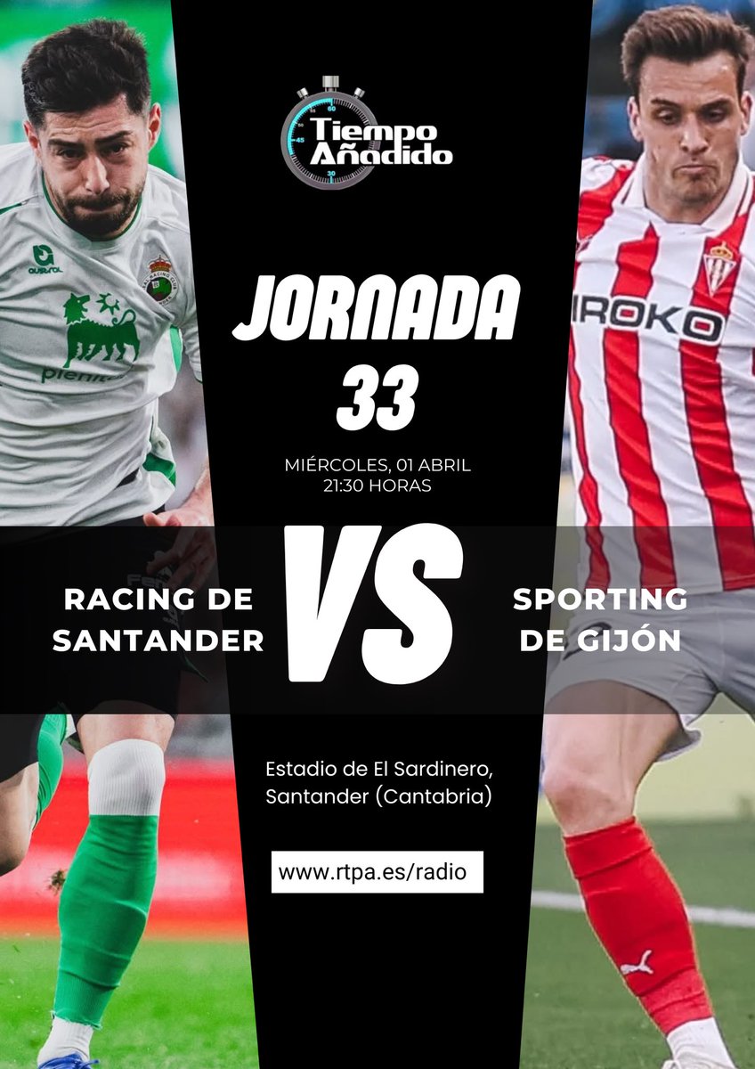 TiempoAnadido's tweet photo. 📻⚽️ ¡Fútbol en RPA!

➡️ El Sporting visita al líder y te lo contamos desde El Sardinero. 

➡️ ¡Empezamos a las 20:30 horas! https://t.co/LnfAkR8XTQ