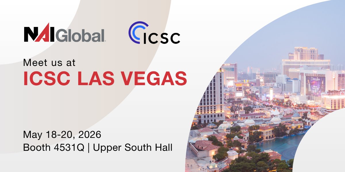 NAIGlobal's tweet image. We’re back at #ICSCLasVegas! NAI Global brings together a powerful network of #CRE experts around the globe. Stop by to spark new partnerships and see how our worldwide connections can help take your deals further. Visit NAI Global at Booth 4531Q in the Upper South Hall.