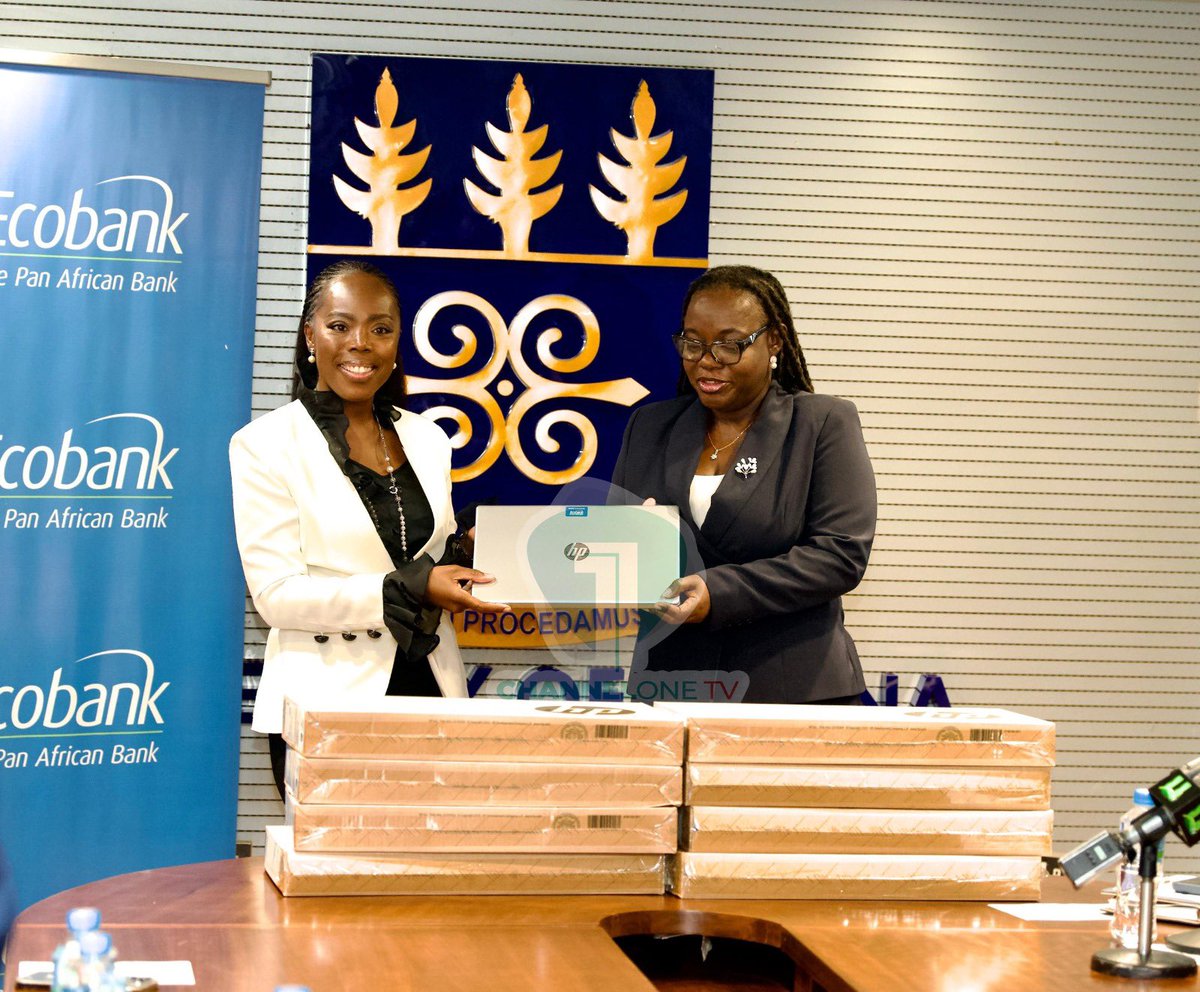 Channel1TVGHA's tweet image. PHOTOS: Ecobank Ghana donates the final batch of 100 laptops to the University of Ghana, completing its three-year “One Student, One Laptop” pledge of 300 laptops.

#ChannelOneNews #Education #DigitalLearning #EcobankGhana #UniversityOfGhana