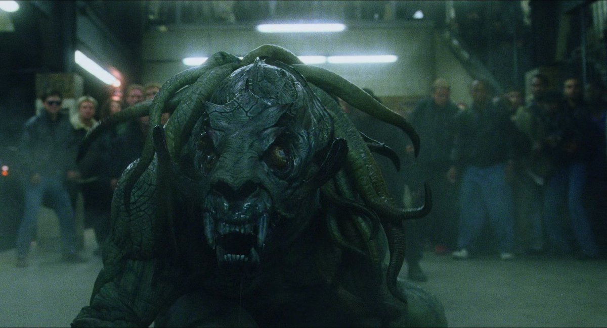 Some nice 'Hellboy' (2004) movie frames of Sammael in the subway. 

Creature design by Wayne Barlowe, construction by Spectral Motion, Brian Steele in the suit.