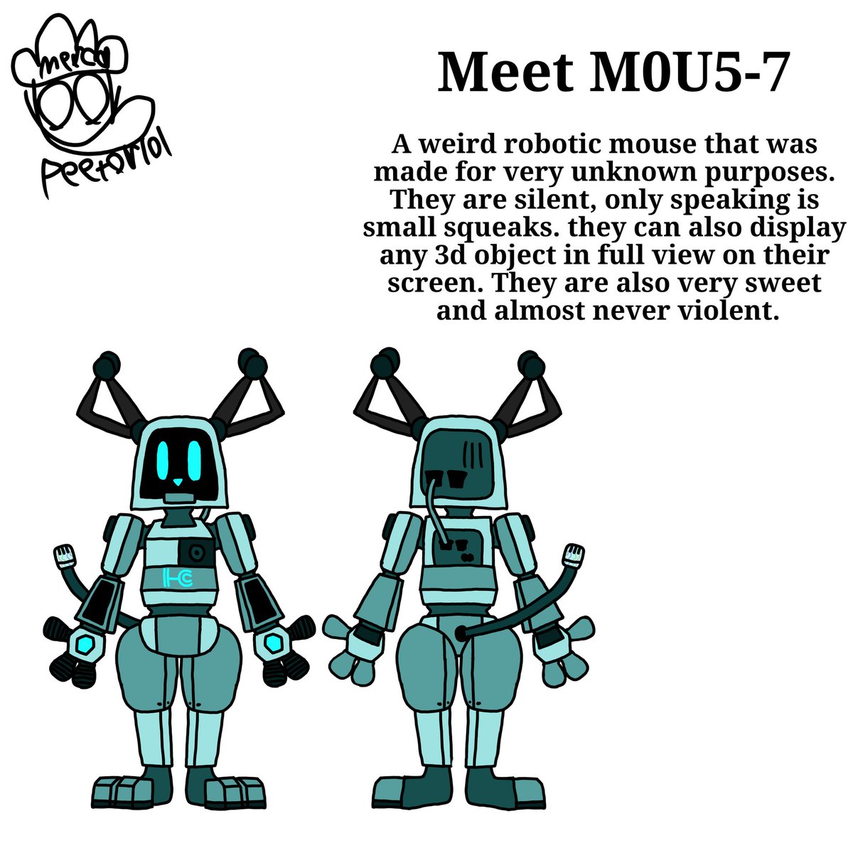 Peetorlol's tweet image. My second ever robot oc. They're a mouse, hope you like them :)