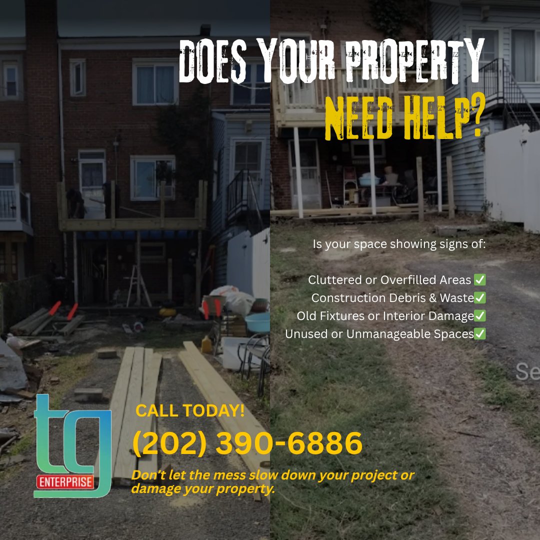 tg_enterprise's tweet image. Got a backyard that’s getting out of control?
Call us today!
#BackyardCleanup
#JunkRemovalServices
#PropertyCleanout
#OutdoorCleanup
#DebrisRemoval
#BulkTrashRemoval
#YardCleanupServices
#HomeImprovementProjects
#PropertyMaintenance
#TGEnterprise