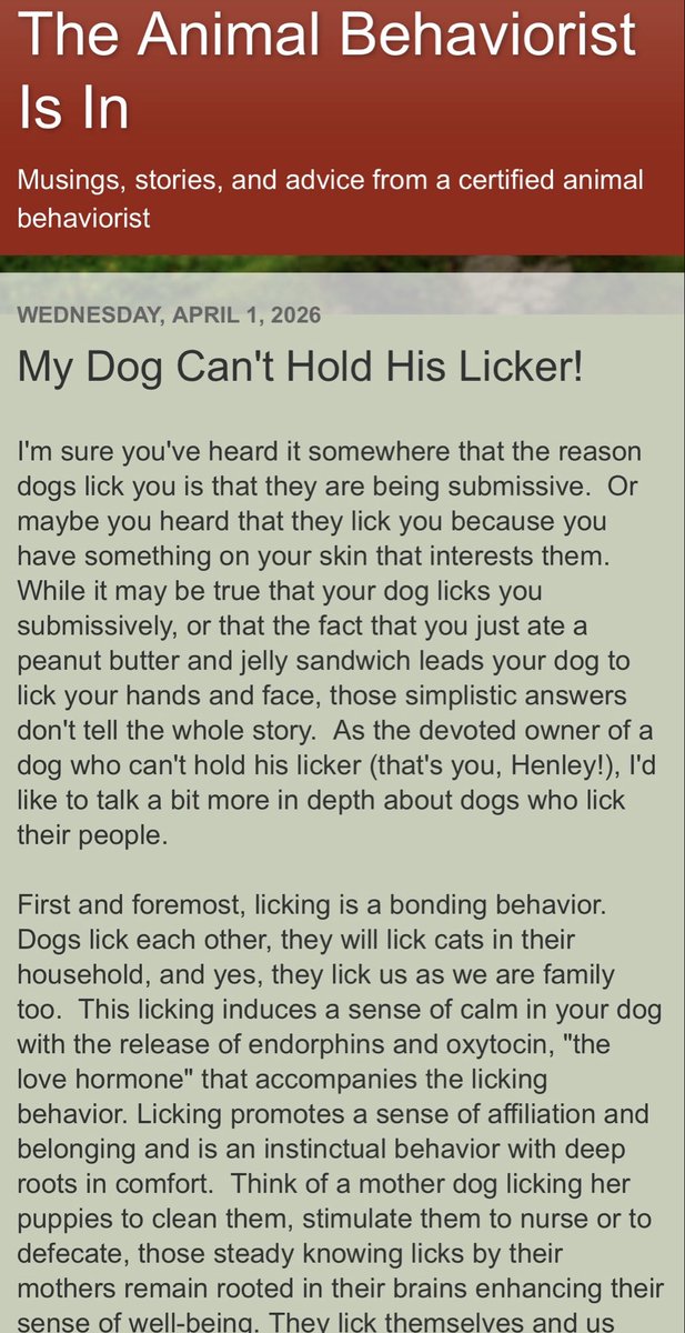 K9Freud's tweet photo. Is your dog a licker too? It’s the topic of this week’s blog post!

https://t.co/Ge5ThW4XtU https://t.co/MBWFPGNJ3I