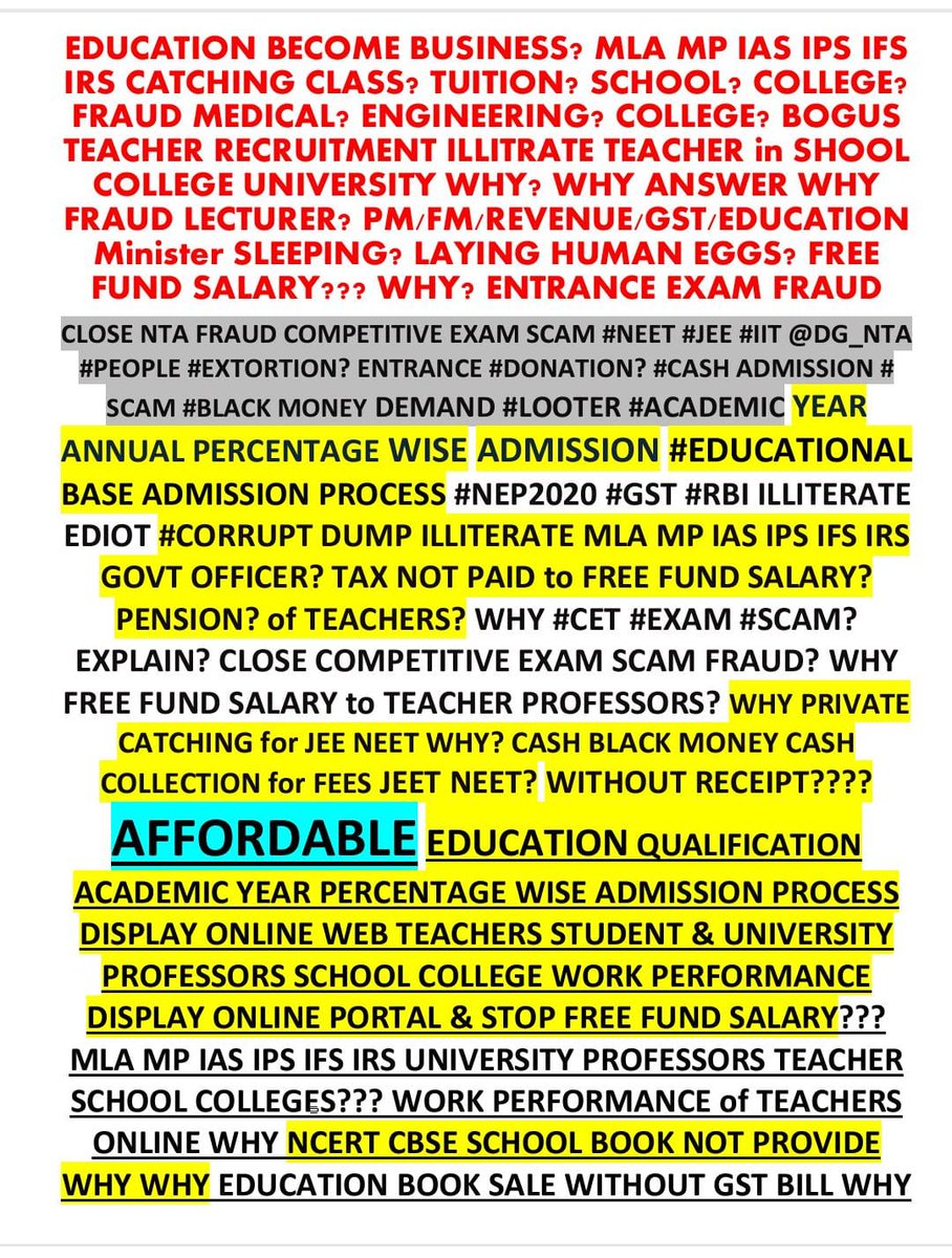 kjayeshb's tweet photo. @FinMinIndia @cbic_india @nsitharamanoffc @mppchaudhary @DoC_GoI @DDNewslive @airnewsalerts @PIB_India @MIB_India @mygovindia @narendramodi @mygovindia @SecyDIPAM #GST #CORRUPT
#Illiterate #MLA #MP #Cash #Bribe
#RBI #BankScam #CABINET
#GovtBogusTender #TaxLoot @PMOIndia #ignor @rashtrapatibhvn @DFS_India @minmsme @CimGOI
@RBI @VPIndia
@dir_ed
@FinMinIndia
@GST_Council
@DARPG_GoI @PrinSciAdvoff
@ECISVEEP https://t.co/sQei2UpVHj
