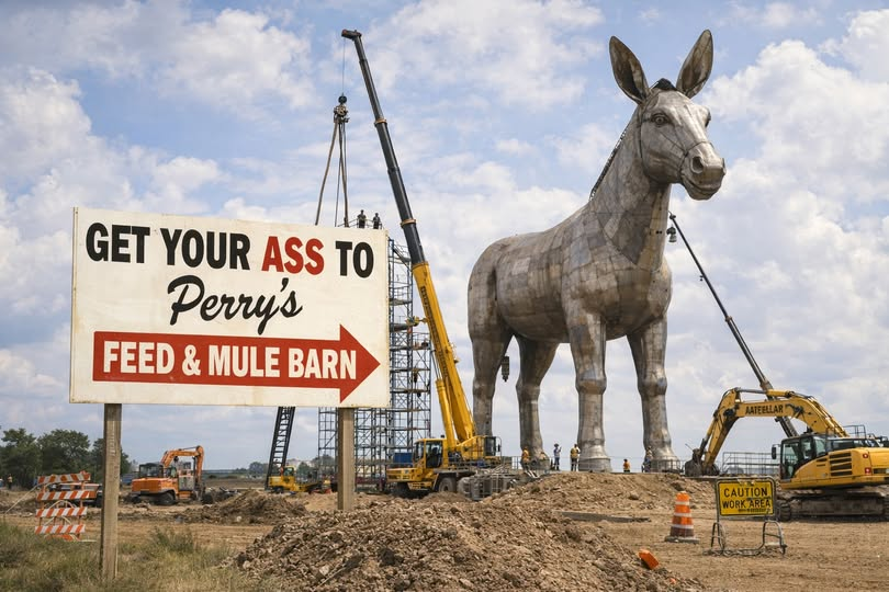 Jawa_Ona's tweet photo. 📷 BREAKING: I-45 SIGN WAR ERUPTS IN MONTGOMERY COUNTY 📷
Conroe, TX — What began as a routine roadside construction project has rapidly escalated into what locals are now calling “The Great I-45 Sign War.”
Perry’s Feed & Mule Barn, a soon-to-be roadside attraction featuring a massive metallic donkey, has reportedly begun deploying a series of increasingly bold highway signs aimed directly at nearby convenience giant Buc-ee’s.
Early sightings include messages such as:
“You’re 3 miles from the best Ass in Texas.”
“Donkey > Beaver.”
“EXIT NOW – GET YOUR ASS TO PERRY’S.”
Witnesses say confusion among drivers has already begun.
“I was just trying to get gas,” said one motorist,
“and now I feel like I’m part of something bigger.”
Representatives from Buc-ee’s have not officially responded, though sources confirm an emergency meeting regarding “brand positioning vs. donkey escalation” may be underway.
Meanwhile, a spokesperson for Perry’s Feed & Mule Barn (believed to be standing near a crane and laughing) issued the following statement:
“We respect Buc-ee’s…
but we are here to offer something they cannot—
a truly unforgettable roadside experience.”
Local officials are monitoring the situation, though one commented off the record:
“As long as nobody touches the Sam Houston statue, we’re just gonna let this play out.”
Construction of the 100-foot donkey landmark is reportedly “ahead of schedule,” with a grand opening expected once “people fully commit to the bit.”
Motorists are advised to remain alert, choose their exits wisely, and prepare for what may become the most entertaining stretch of highway in Texas.
Developing…