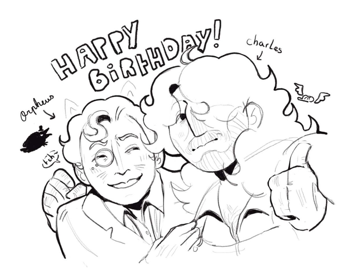 Happy birthday, Orpheus!!! 
Next time, I'll draw them both drunk as hell...