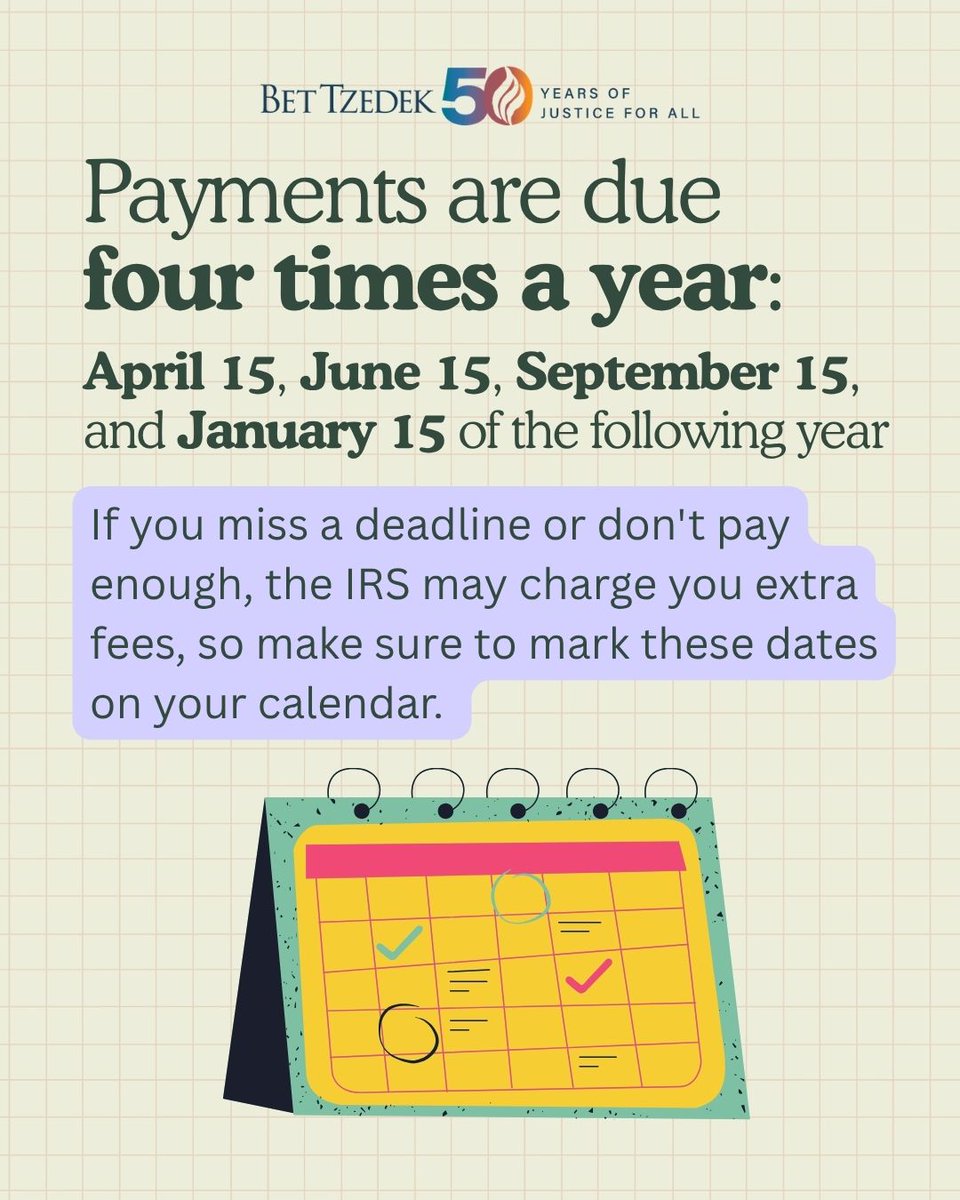 BetTzedek's tweet image. Self-Employed? Don't Forget Your Estimated Taxes! See our slides for more information and share this resource with your network.

View all of our taxes resources here: bettzedek.org/tax-season-res…

#taxseason #taxhelp #taxtips #estimatedtaxes #freelancetaxes #independentcontractor