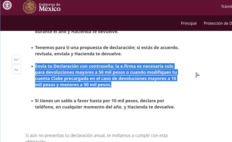MrKobaRed's tweet photo. Éste año @SATMX cambió el monto que se puede solicitar en devoluciones con contraseña de 50k a 10k  y los hdspm no avisaron.

De hecho en la pagina del SAT sigue estando información desactualizada. https://t.co/xzLBQX0zNA