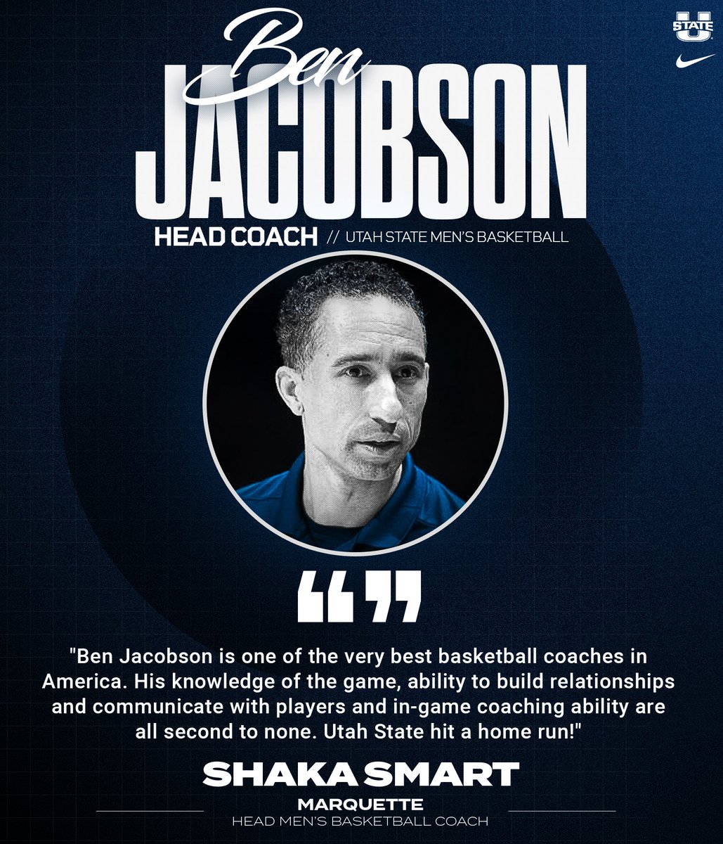 USUBasketball's tweet image. "Ben Jacobson is one of the very best basketball coaches in America." @CoachShakaSmart 

#ShowMe x #AggiesAllTheWay