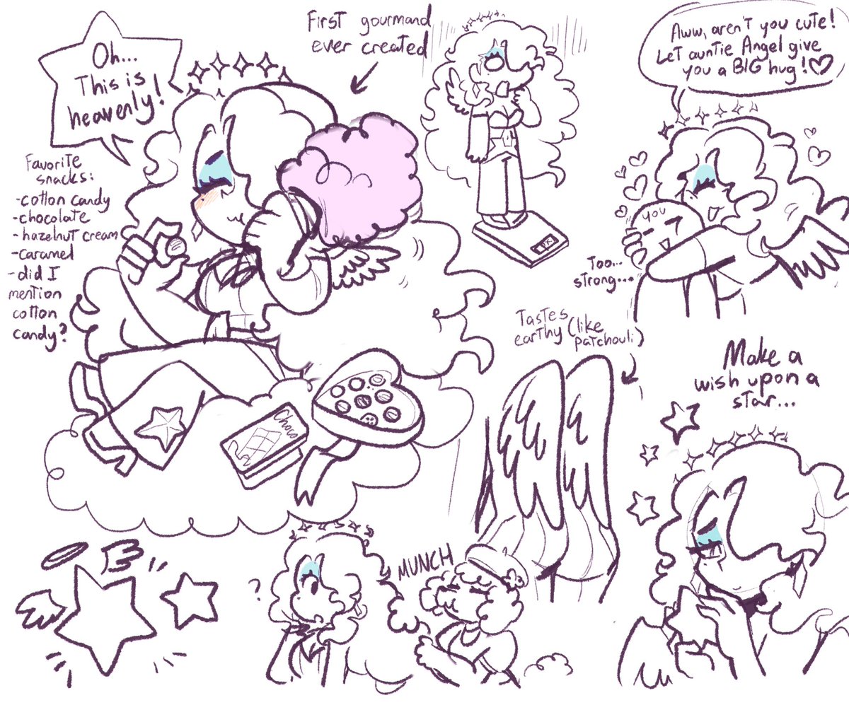 cometsheep's tweet image. Perfume girls gijinka #5 
Angel redesign! A sweet and heavenly lady with a heart full of wishes and a head full of candy floss. 
⭐️🩵
#fragrance #muglerangel #humanization