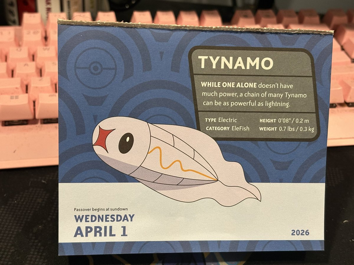 SoulMaier's tweet photo. Happy Wednesday, April 1st, 2026. The Pokémon page of today. The first Pokémon of the month #pokemon #tynamo 💙 https://t.co/IZOm2uVozp
