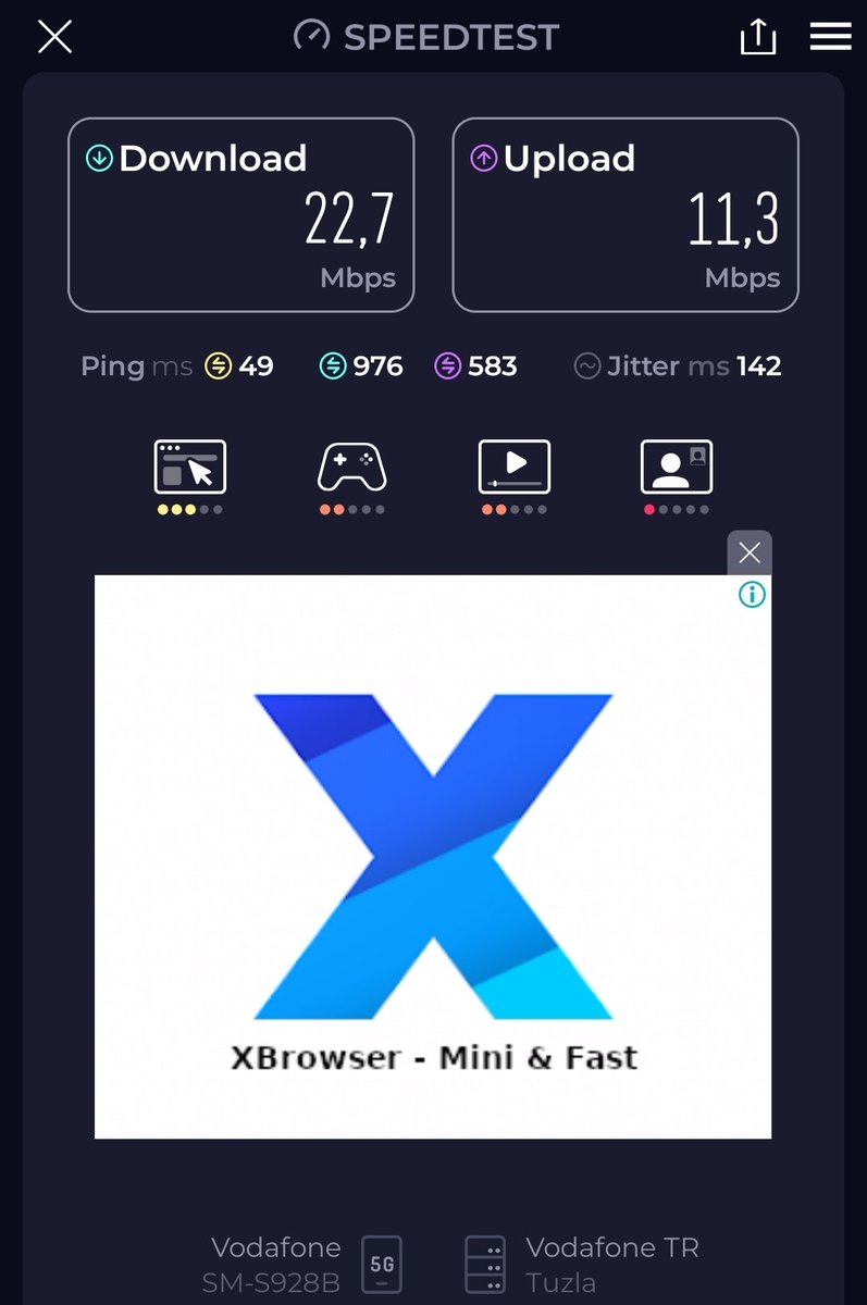 krmtr61's tweet photo. Aynı cihaz aynı konum 4.5g ve 5g @VodafoneTR  speed test şaka gibi 4.5 g daha hızlı 🤣🤣 https://t.co/fuHYVSfshK