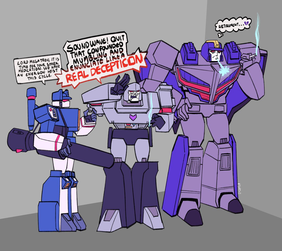 Piyat_tidaaaa's tweet image. Soundwave interrupts old man smoke/yap session with opinions no one asked for💔

#transformers #megatron #astrotrain #soundwave