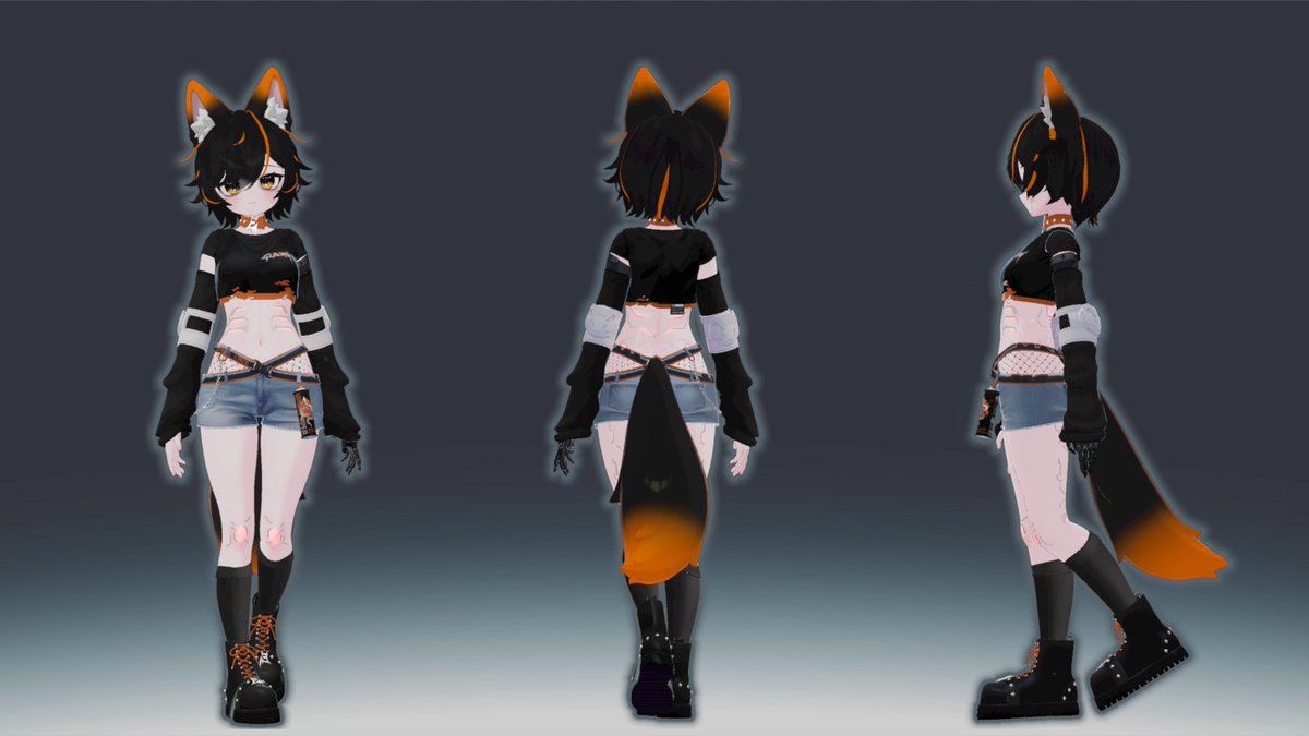 I never did get around to posting my models so thought I might as well. Not completely done but any changes further would be small.

Love my sleepy cyber Foxes. #Rindo3D #Plum3D #VRChat