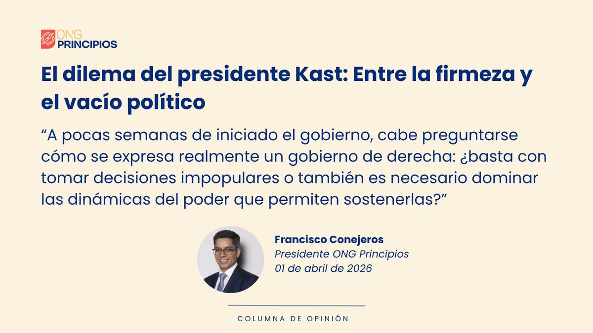 OPrincipios's tweet photo. "Chile necesita que al gobierno le vaya bien para salir de la crisis actual, pero alcanzar ese éxito exige más que los eslóganes que resultaron eficaces en campaña." Columna completa aquí 👇https://t.co/wIPudkFlbm https://t.co/FsbxVBIM2H