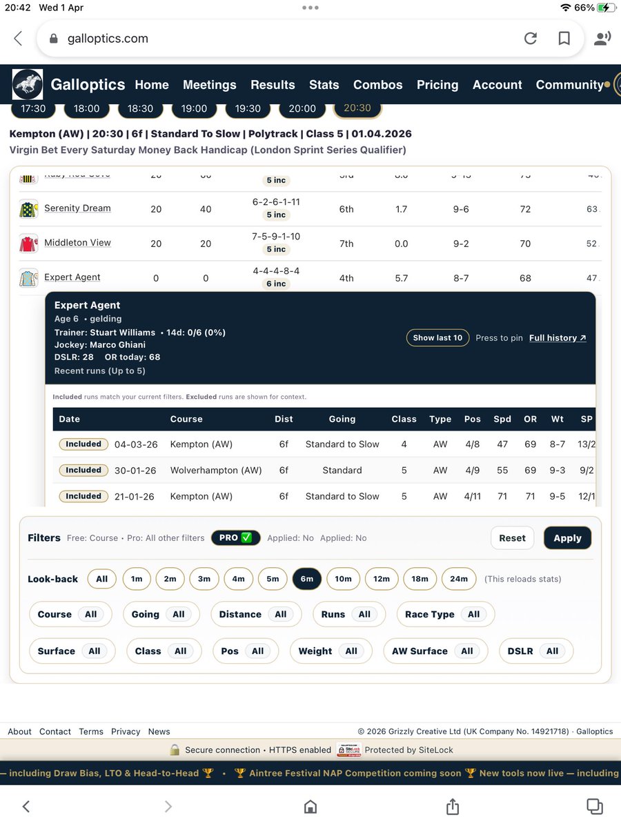 Galloptics | Interactive Racecards tweet media