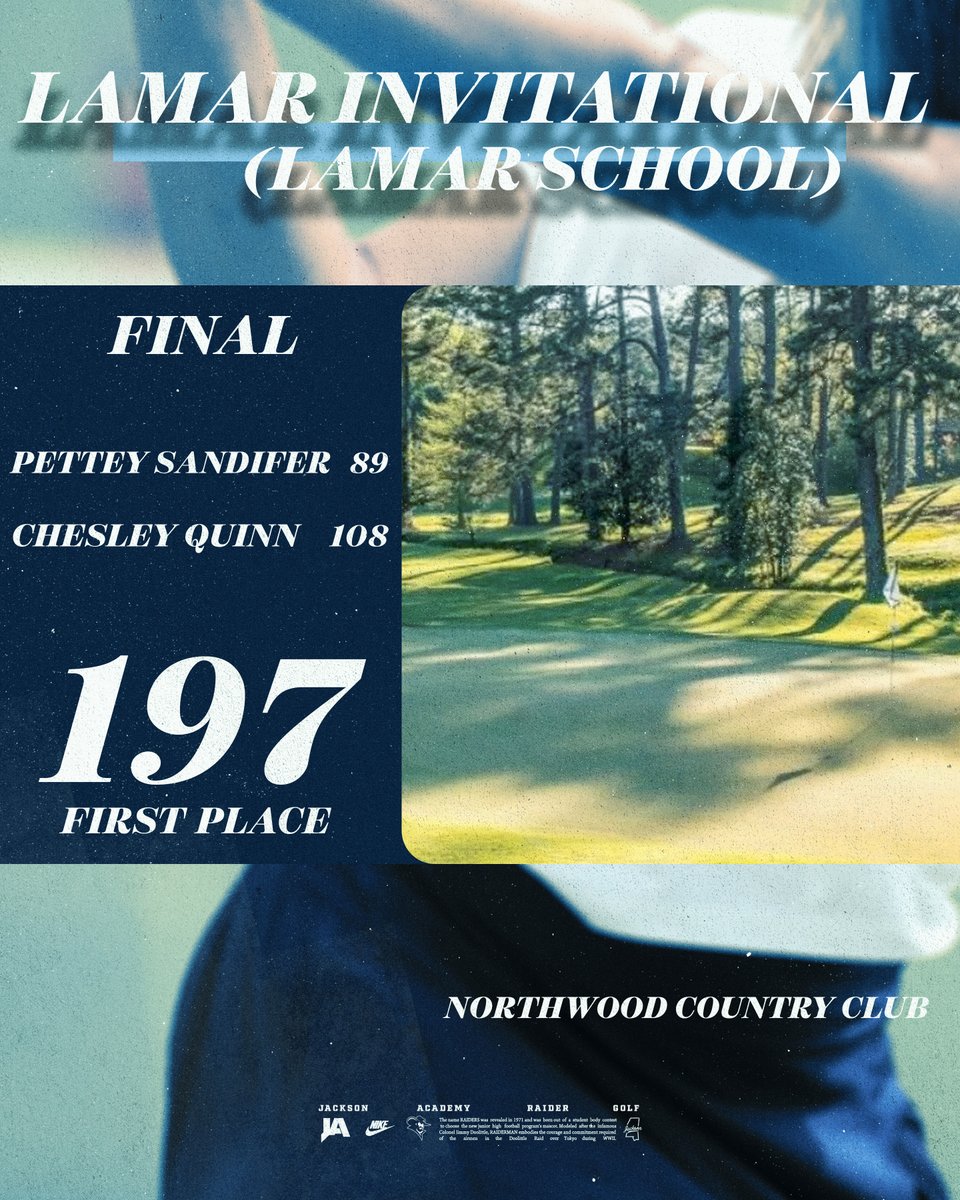 JARaiderGolf's tweet photo. The Lady Raider Golf Team kept their winning streak rolling as they secured their third straight tournament title Monday (Mar 30th) at the Lamar School Invitational in Meridian with an eleven stroke victory. 

Next - Bayou Invitational on Åpril 9th at Cleveland CC

#WeAreJA https://t.co/qD7Rj2d7Md