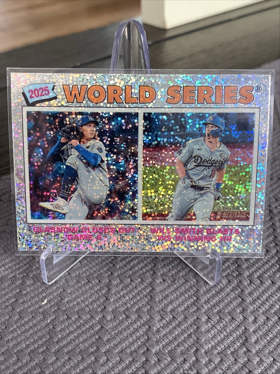 PromotionsDa's tweet image. 2026 Topps Heritage Silver Sparkle Chrome #312 World Series SP Dodgers Tyler Glasnow Will Smith ebay.us/m/VenseX #eBay #TheHobby #ShortPrint #BaseballCards