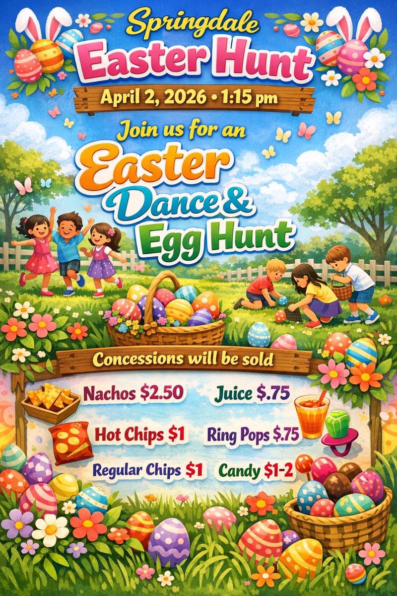 springdaleES's tweet photo. SES Easter Dance &amp; Egg Hunt 2026 https://t.co/vymypO3G8o