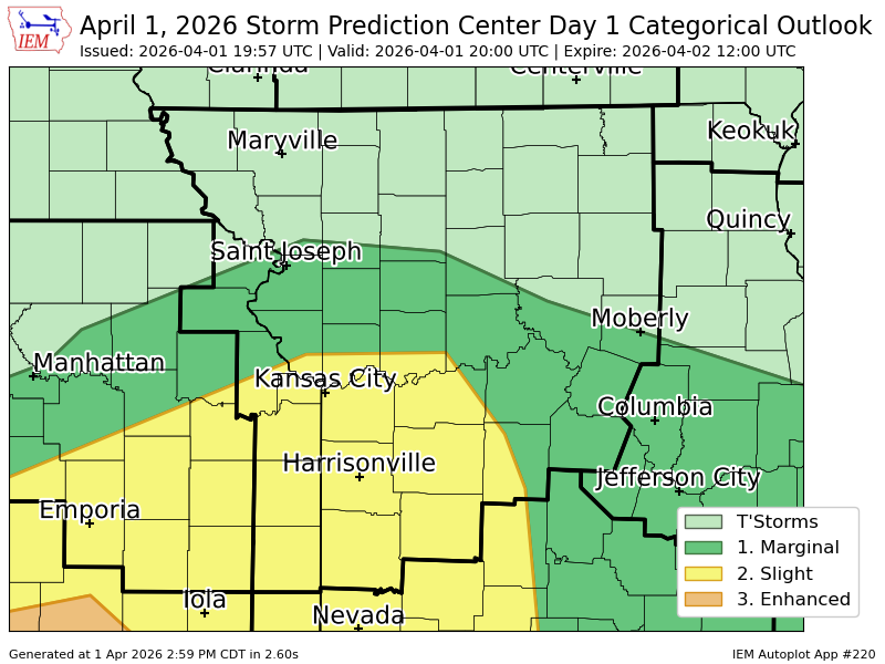 #SPC issues Day 1 Slight Convective Risk at Apr 1, 19:57z for EAX spc.noaa.gov/products/outlo…