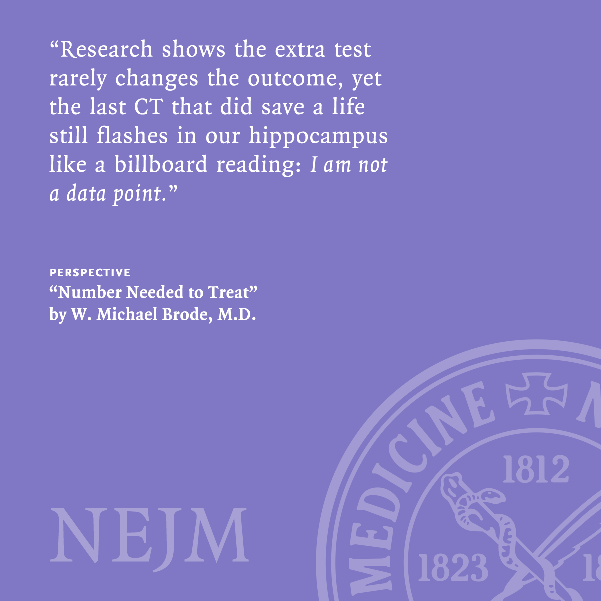 NEJM's tweet image. Perspective essay by W. Michael Brode, MD: Number Needed to Treat nejm.org/doi/full/10.10…

#MedicalStatistics #MedicalPractice