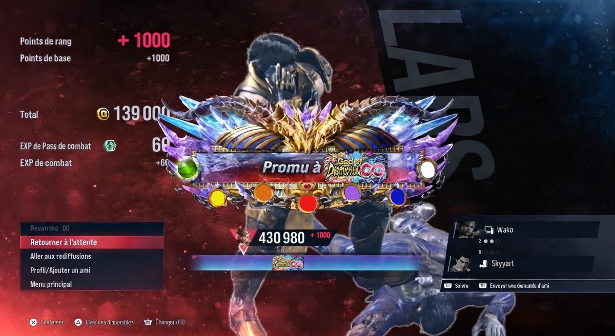 LeWako21's tweet image. Lars - God of Destruction ♾️✅

The first GoD ♾ of the Planet Earth

GGs Everyone 👍

#TEKKEN8 #T8_LARS #SPEEDRUN #GG_SKYYART #GG_EZ