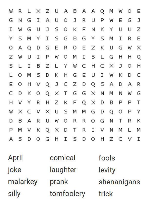 ThinklingsBooks's tweet photo. For your entertainment today.... 😁
#AprilFools #WordSearch #HappyAprilFoolsDay https://t.co/0U1PcPHEW5