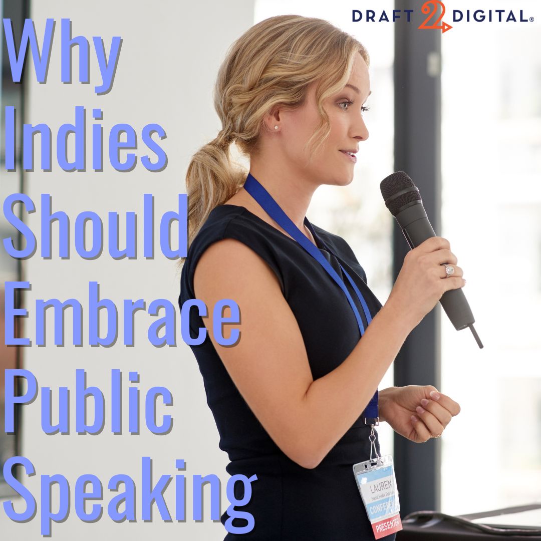 Draft2Digital's tweet image. Authors are often inclined to shy away from embracing the limelight off the page, but today we're discussing Why Indies Should Embrace Public Speaking draft2digital.com/blog/why-indie… #authorlife #amwriting #selfpublishing #authorconferences