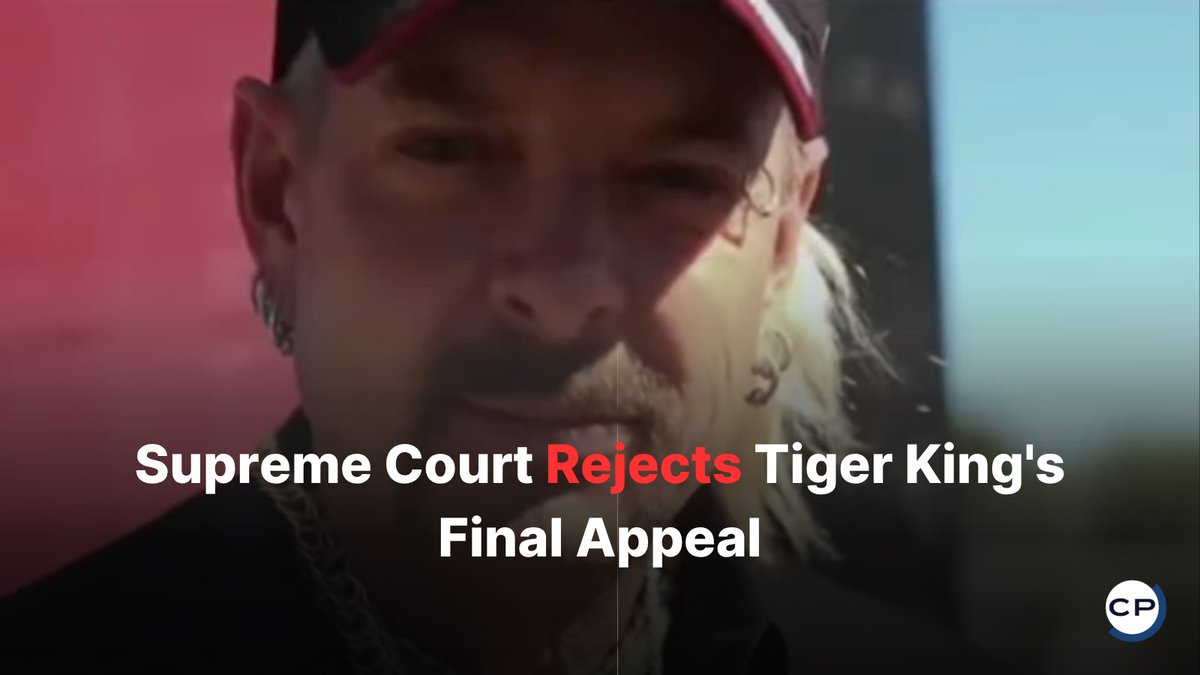 ChristianPost's tweet image. Supreme Court denies Joe Exotic's final appeal—Tiger King conviction and life sentence stand.  
#TigerKing #JoeExotic #SupremeCourt #TrueCrime #JusticeServed  

🔗 dlvr.it/TRqM14
