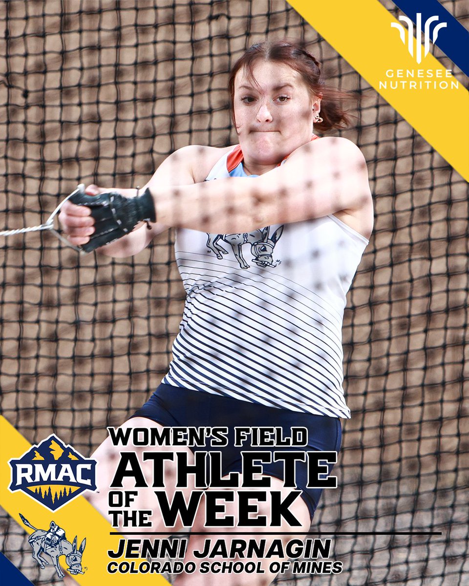 RMAC_SPORTS's tweet photo. Colorado School of Mines Jenni Jarnagin is your RMAC Women's Field Athlete of the Week, presented by Genesee Nutrition!

Story > https://t.co/7TgYo6stYL

#EverythingElevated | @GeneseeProtein | @MinesAthletics https://t.co/qaMWfLXblY