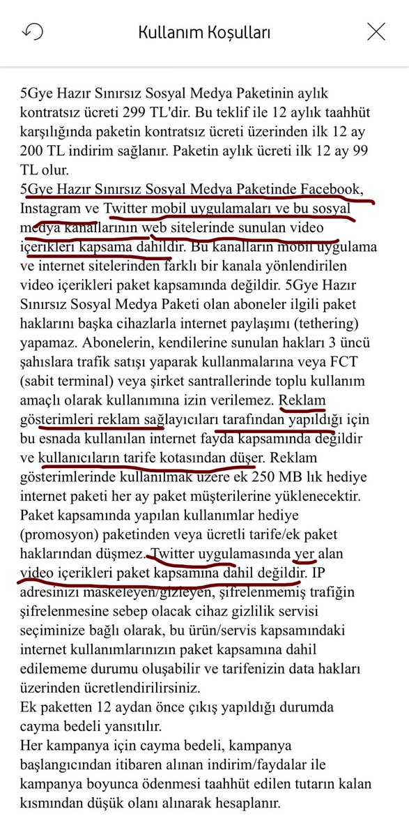 eray__ist's tweet photo. #vadafon
Sevdiğin uygulamalarda sınırları kaldırdık yazınca,başta mantıklı geldi 12 ay 300tl yerine 99tl vermek.
Bu uygulamaları sınırsız kullanma diye birşey yok.
Taahhüt kısmını açıp okuyunca ,bu uygulamalar içindeki videolar paralıymış yani kotadan düşüyormuş.
Dikkat edin kandırılmayın.