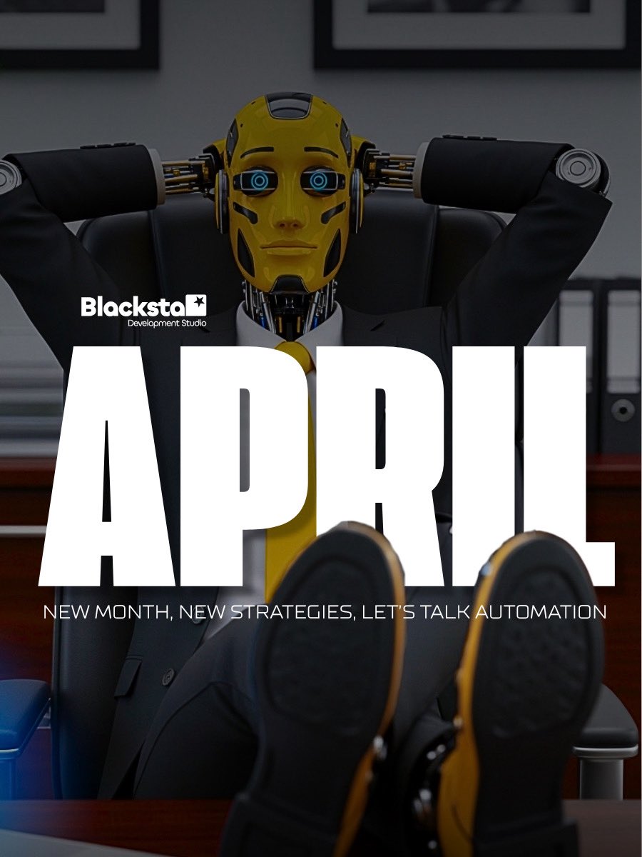 Happy April! 🗓️ New month = new strategies! Ditch manual tasks &amp; embrace automation. Relax while our custom AI handles the heavy lifting &amp; you scale your biz. 🤖💼 DM 'APRIL' to upgrade workflow today! 🚀
#HappyNewMonth #HelloApril #BizAutomation #WorkSmart #BlackstarStudio