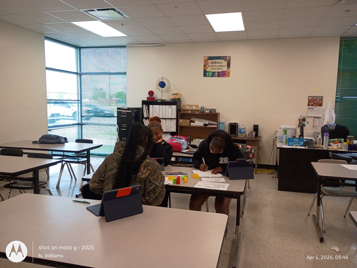 Today in Ms. Moses-Williams Chemistry Class
Students explored types of chemical reactions using hands-on learning, color-coded equations, and LEGO modeling to make sense of what’s happening at the particle level.
From combining and breaking apart to replacing and switching