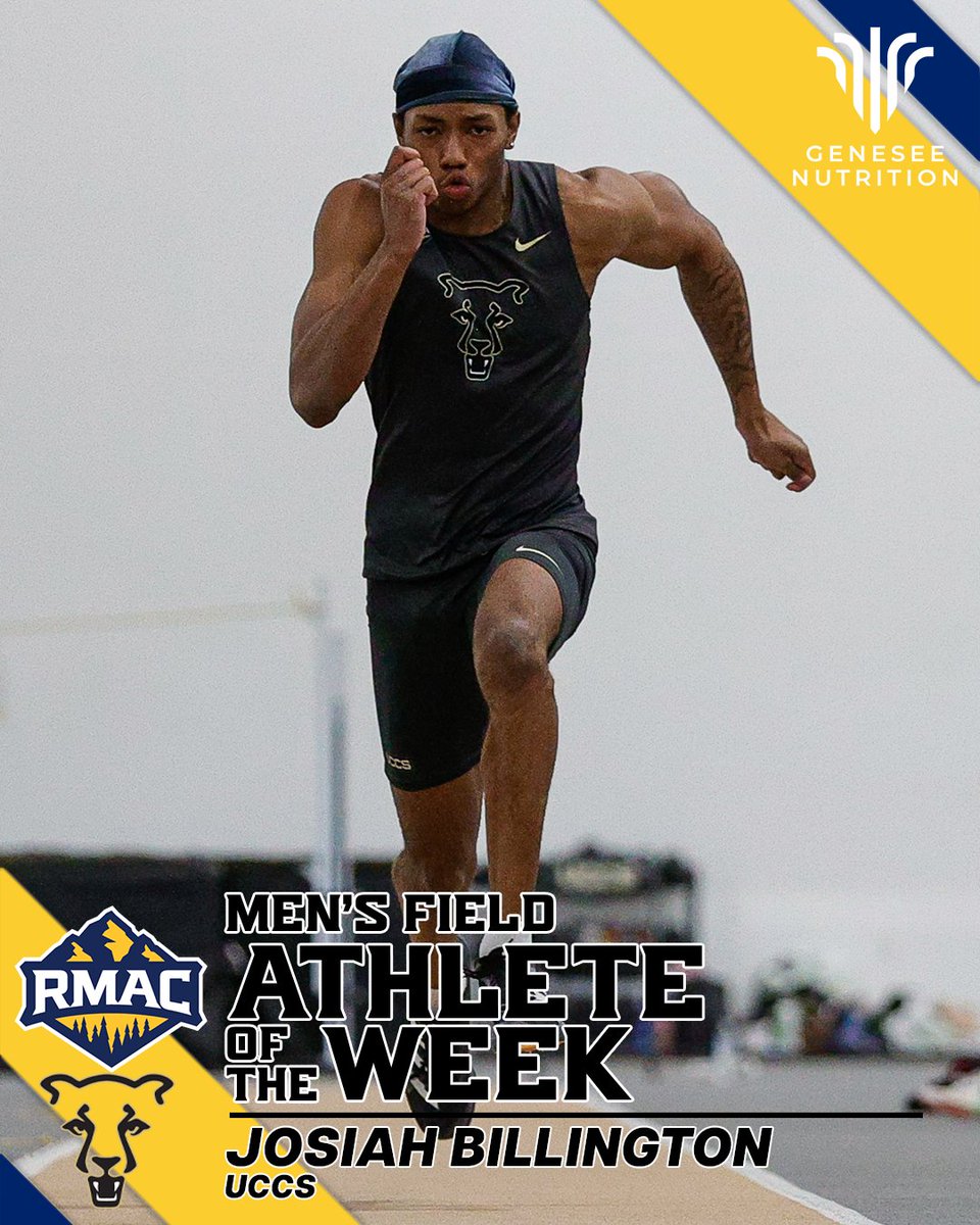RMAC_SPORTS's tweet photo. UCCS' Josiah Billington is your RMAC Men's Field Athlete of the Week, presented by Genesee Nutrition!

Story > https://t.co/njjf58jmG5

#EverythingElevated | @GeneseeProtein | @GoMountainLions https://t.co/eoNbEEX4cm