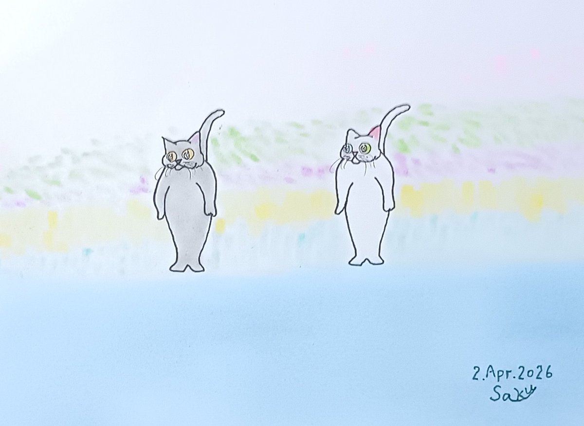 musica_tao's tweet image. 変わりゆく季節の風を心と身体に巡らせてそれぞれのイメージを鮮やかにして楽しみ寄り添い愛とよろこびに満ちた時を過ごせますように。
大丈夫、大丈夫。
清かに、安心に、よき１日を😸♪

#artwork #illustration 
#create #creative 
#イラスト #絵