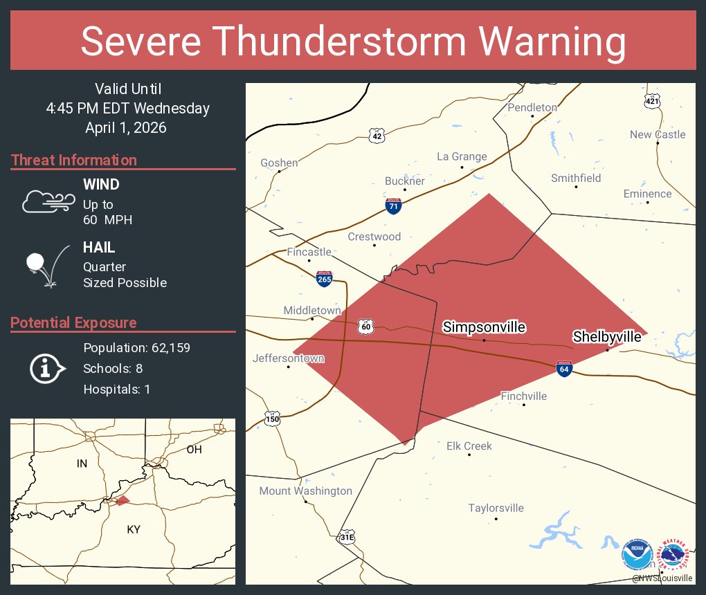 Severe Thunderstorm Warning including Shelbyville KY and Simpsonville ...