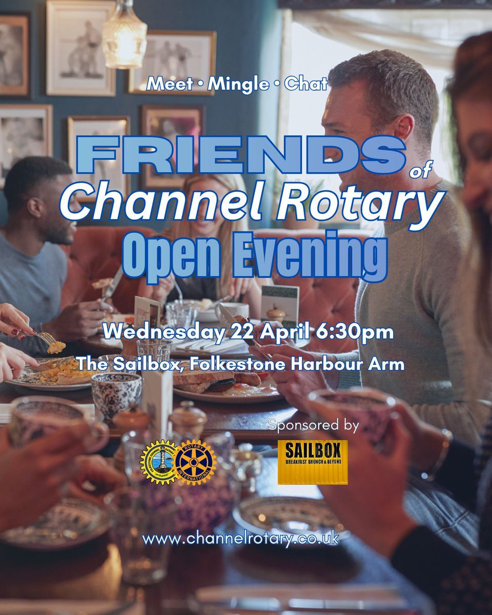 RotaryChannel's tweet photo. 📣 3 weeks to go!
Looking for a friendly evening out? Come along to our Rotary Open Evening – meet new people and enjoy a relaxed harbour setting.
👉 Everyone welcome!
📞 Booking: Geoff Milsted – 07976 276633
#Folkestone #CommunitySpirit #channelrotary #KentEvents #MeetNewPeople https://t.co/i4tKQwonYN