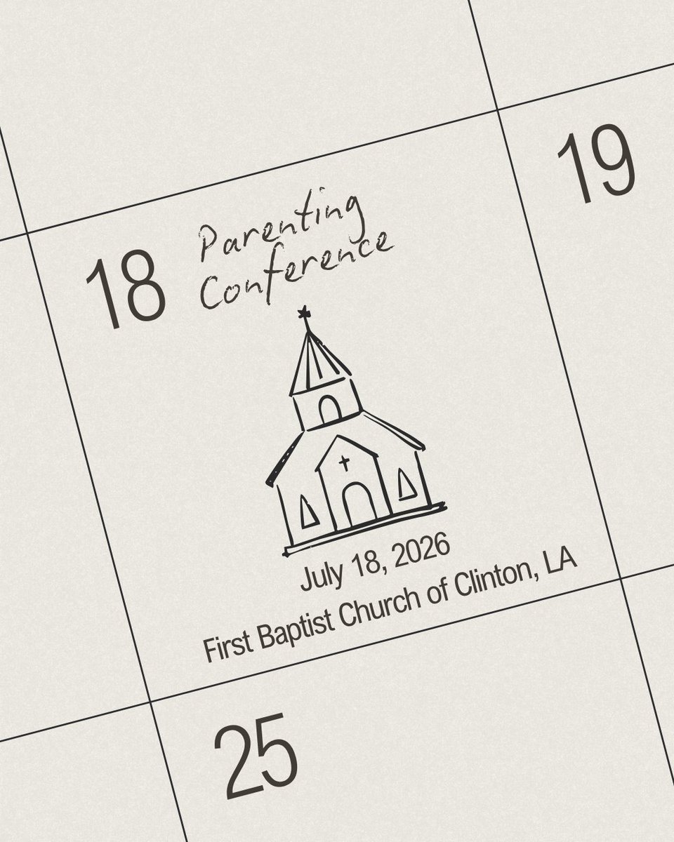 ConfBaptistConf's tweet photo. Mark your calendars this July! We are honored to host a conference on Biblical Parenting.
Join us as we think biblically, confessionally, and practically about:
Gospel-centered parenting
Faithful discipline and instruction
Cultivating Christ-centered homes
#cbcon26 https://t.co/kFMjMxTBXL