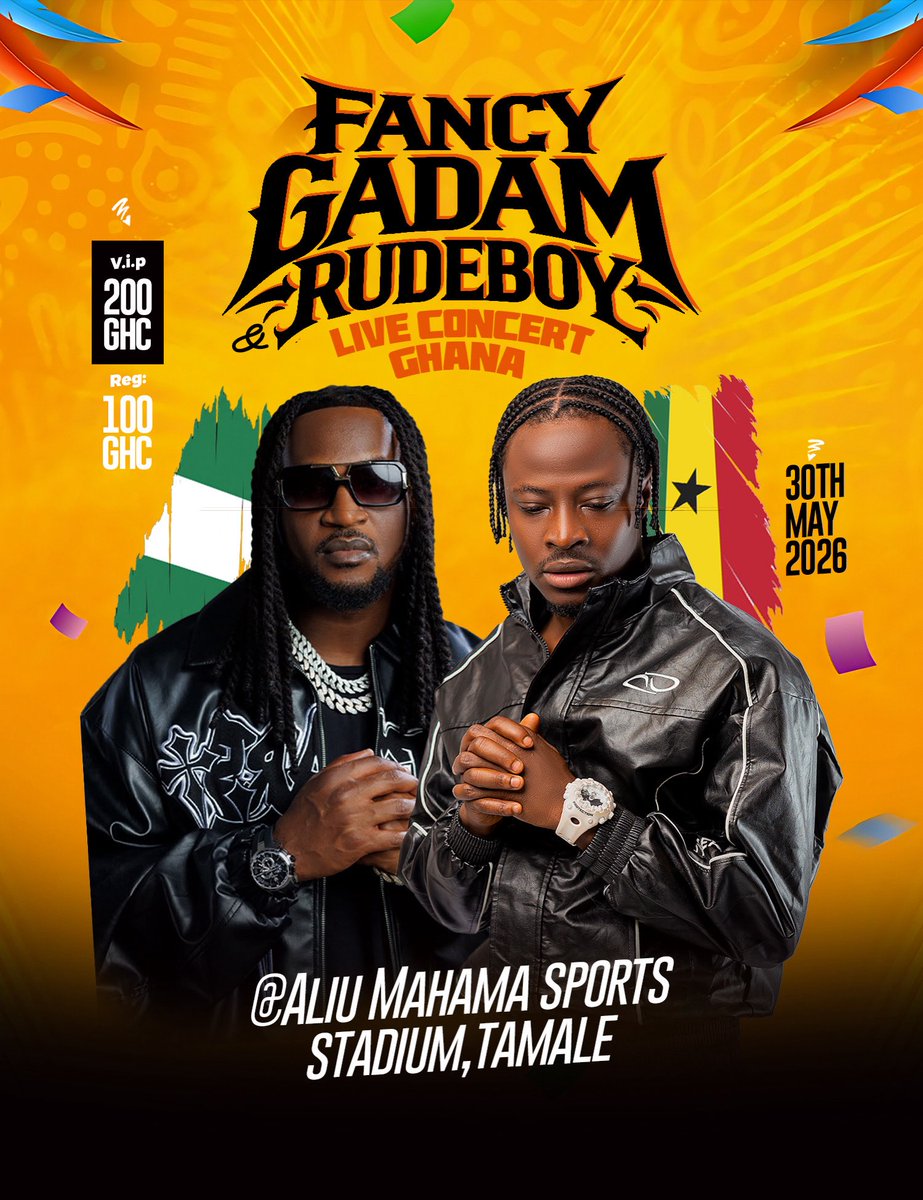 FancyGadam's tweet photo. FANCY GADAM 🇬🇭 ❌ RUDEBOY  🇳🇬 
ALIU MAHAMA SPORTS STADIUM 🏟️, TAMALE 
ITS OFFICIAL , PLEASE SPREAD THE INFORMATION!!

Rudeboy 🔥 

#Ghana_Nigeria
#Tamale
#Good_Music https://t.co/9afHa0klYg