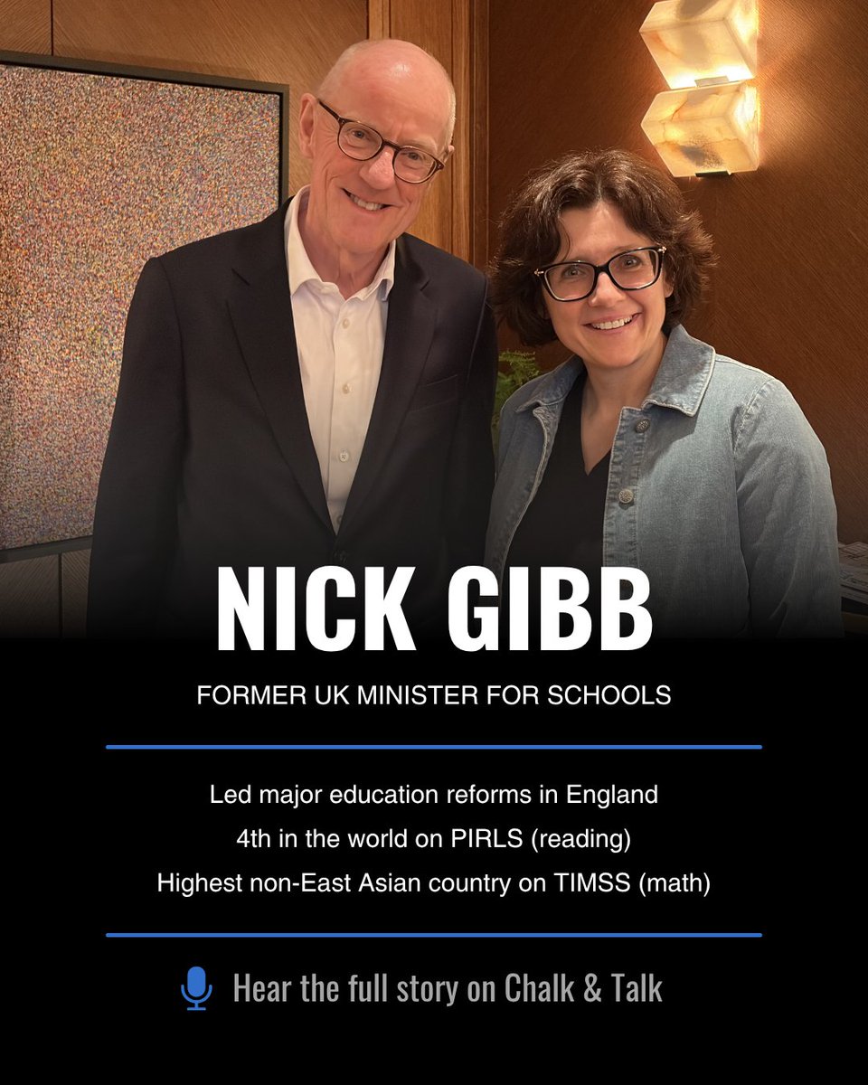 rastokke's tweet photo. 1/2 What happens when evidence-based policy meets national education reform?  In March I met @NickGibbUK in London.
England's results speak for themselves:
📊 4th in the world in reading (PIRLS)
📊 Highest-performing non-East Asian country in Grade 8 math (TIMSS)
Full story in my episode. Link below.