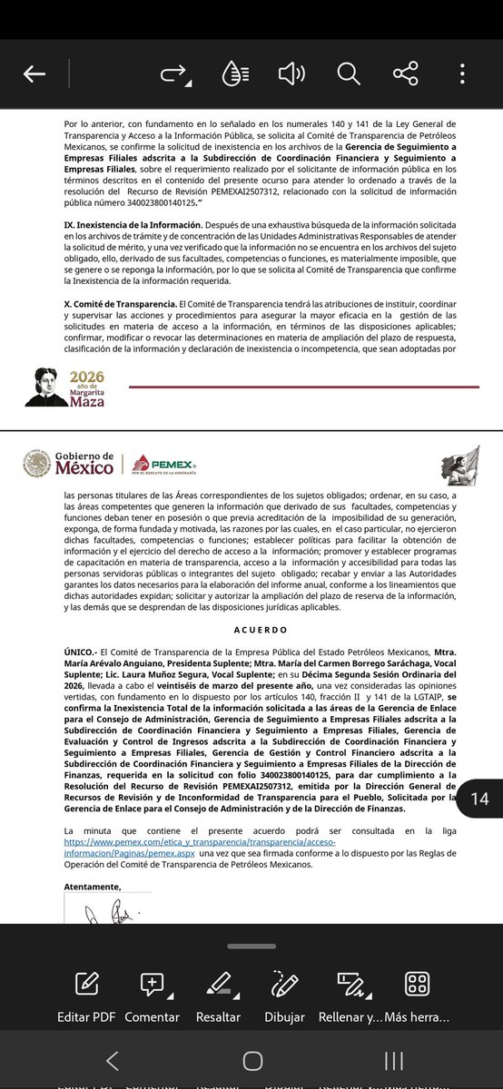 PEMEX negó transparentar toda la  documentación sobre envíos de crudo y combustibles a Cuba de julio 2023 a la fecha, incluyendo Gasolinas Bienestar. Dice que "No encuentra la información" (volúmenes, fechas, valores, autorizaciones, contratos, pagos y reportes)

<a href="/drrocefi/">Roberto Celaya,Sc.D.</a>