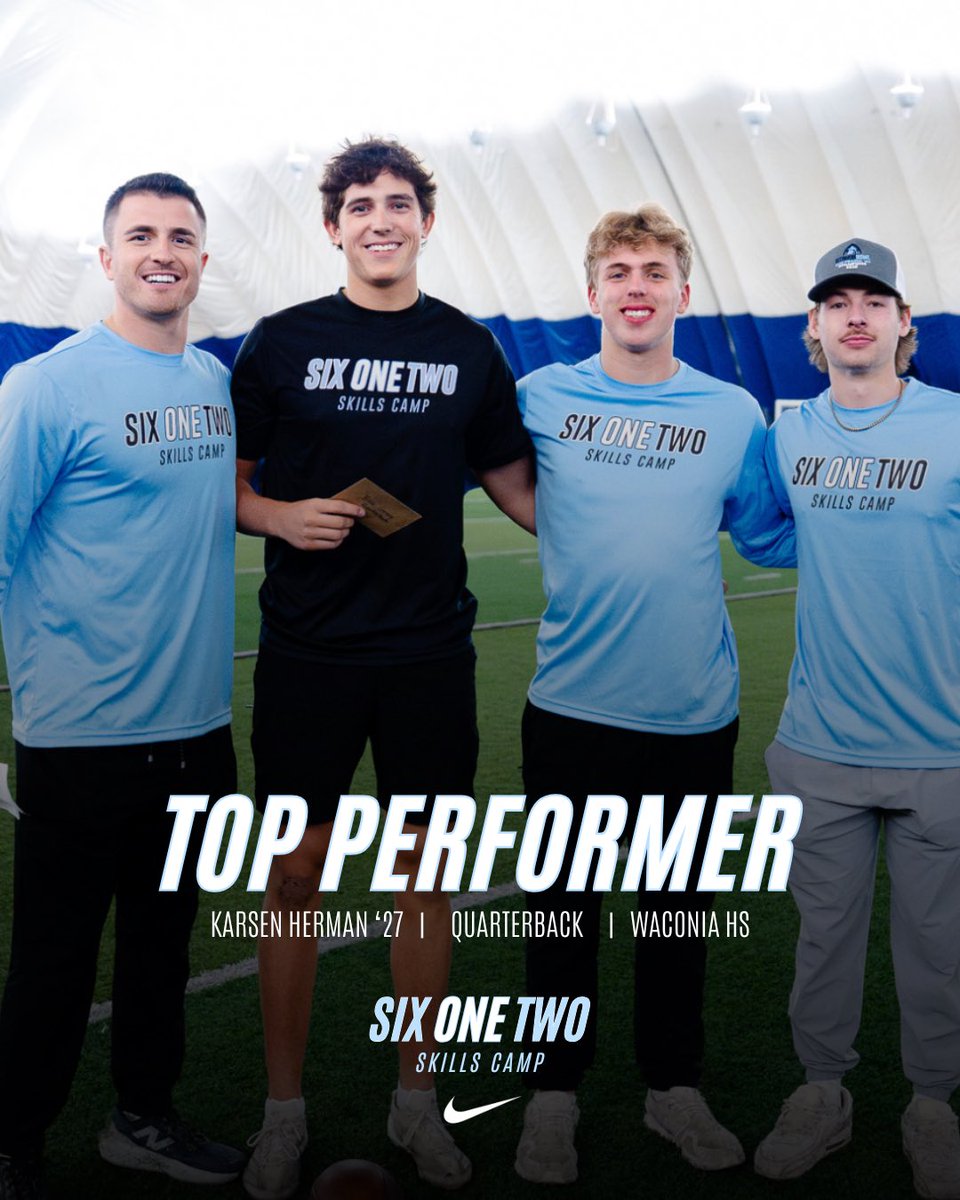 612Qs's tweet photo. Congratulations to @karsenherman, junior from @WaconiaFootball on being named a 612 Skills Camp Top Performer. 

#612Qs🎯 // #OTM https://t.co/GAq0Ie0QDf