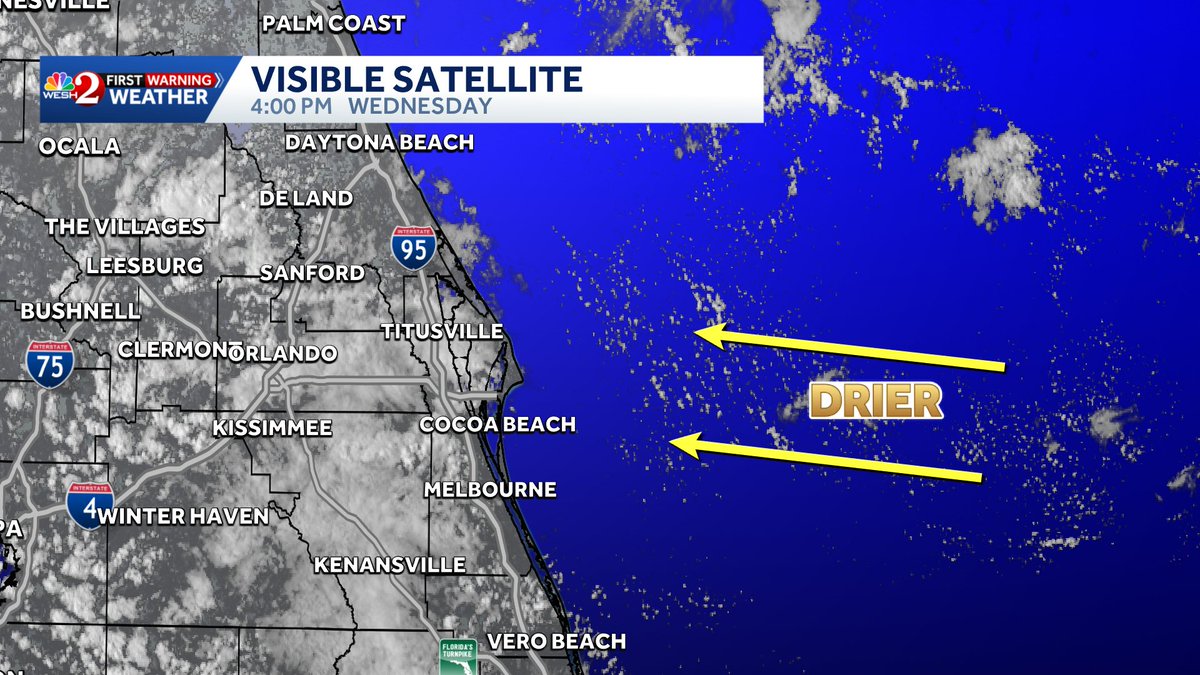 CamTranTV's tweet photo. The First Warning Weather team is optimistic the weather should hold for this evening's Artemis 2 mission. We can see on the visible satellite and our radar drier air working is way upstream.
#wesh #weather #drier #air #clouds #launch #forecast https://t.co/1Gw2yfdJ02