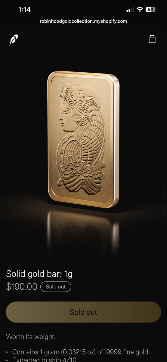 8drian_g's tweet photo. Will @RobinhoodApp restock gold ? 🥺
#robinhood #gold #stocks #ai https://t.co/DEd0LeecQb