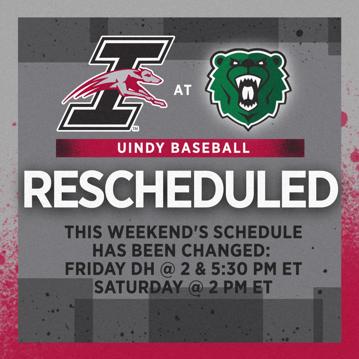🚨 SCHEDULE CHANGE 🚨

🔗athletics.uindy.edu/news/2026/4/1/…